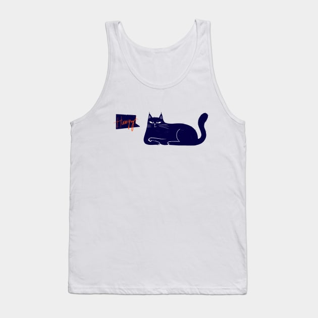 Blue not so happy cat is hungry Tank Top by iulistration